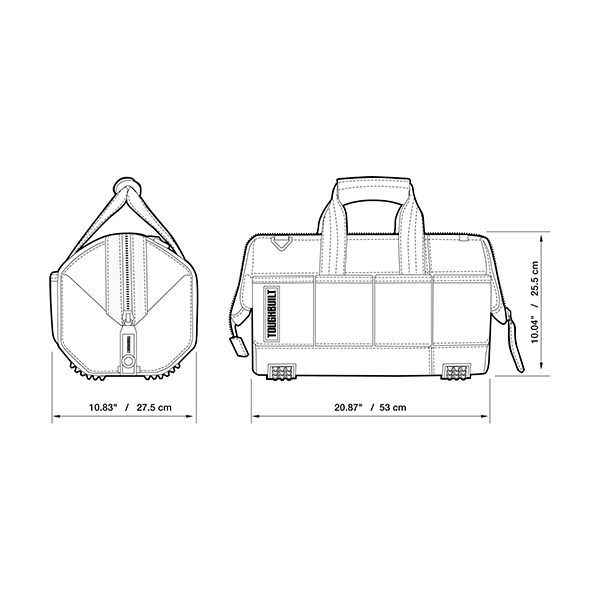 TOUGHBUILTヘビーデューティー仕様ツールバッグ。